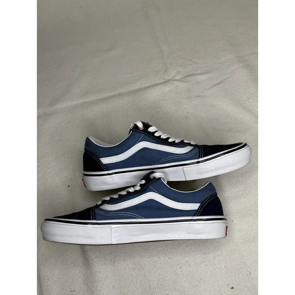 Vans Old Skool Shoes Sneakers Suede Canvas PopCush Navy White Mens Size 8.5